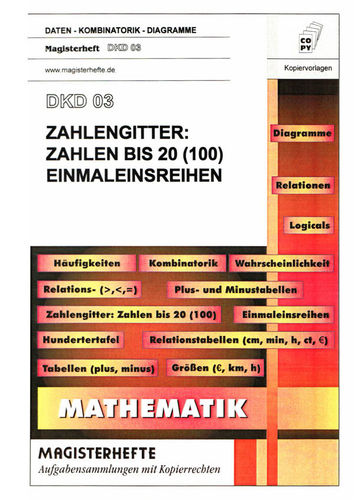 DKD3 Zahlengitter: Zahlen bis 20 (100)	Einmaleinereihen